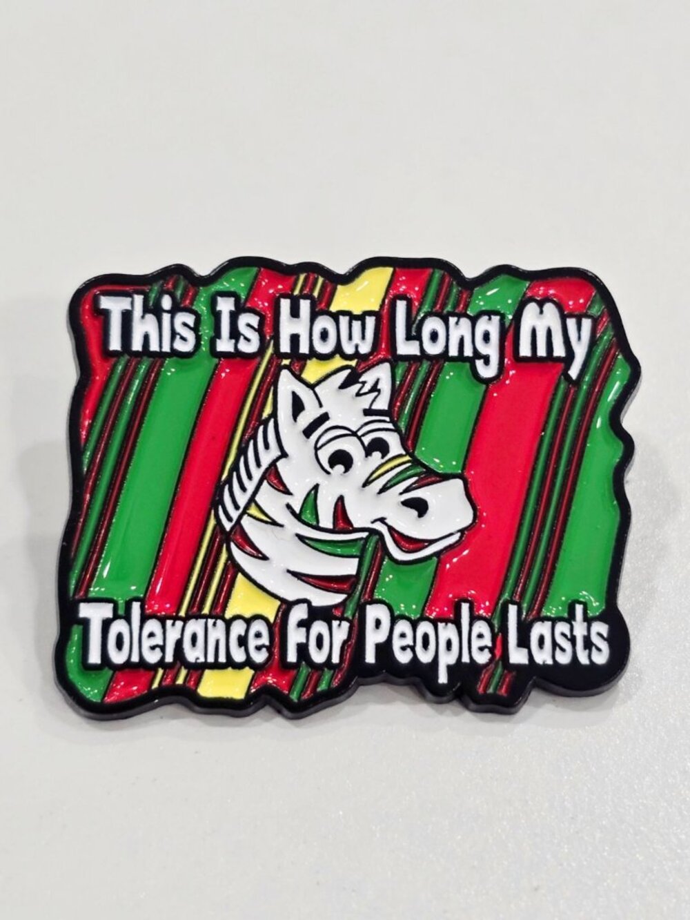 Artisan Fruit Stripe Zebra Tolerance For People Lasts Enamel Pin Brooch OS NWT